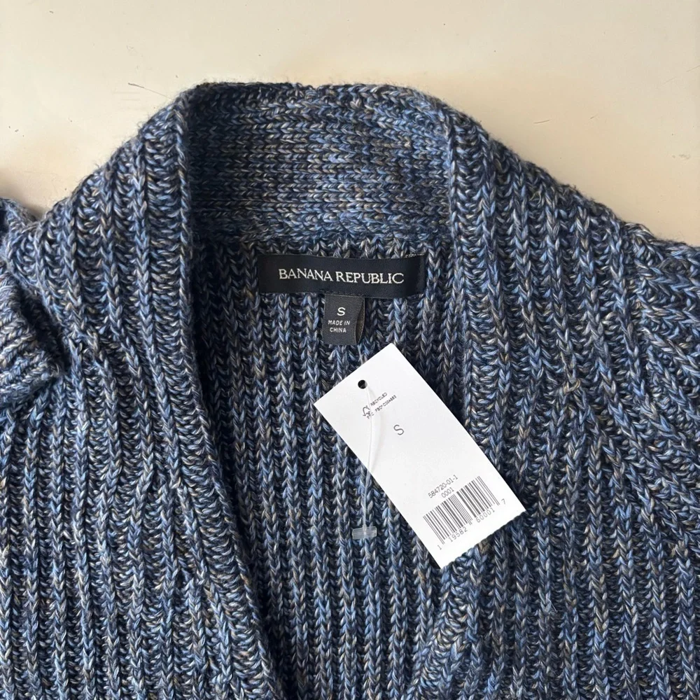 Banana Republic Men’s Ribbed Cardigan Sweater Size Small New Blue Heavy Knit